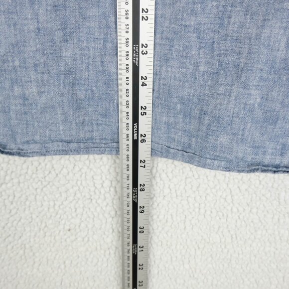 Fat Face Shirt Mens Small Blue Linen Blend Button Up Boho Beach Summer - Picture 6 of 9